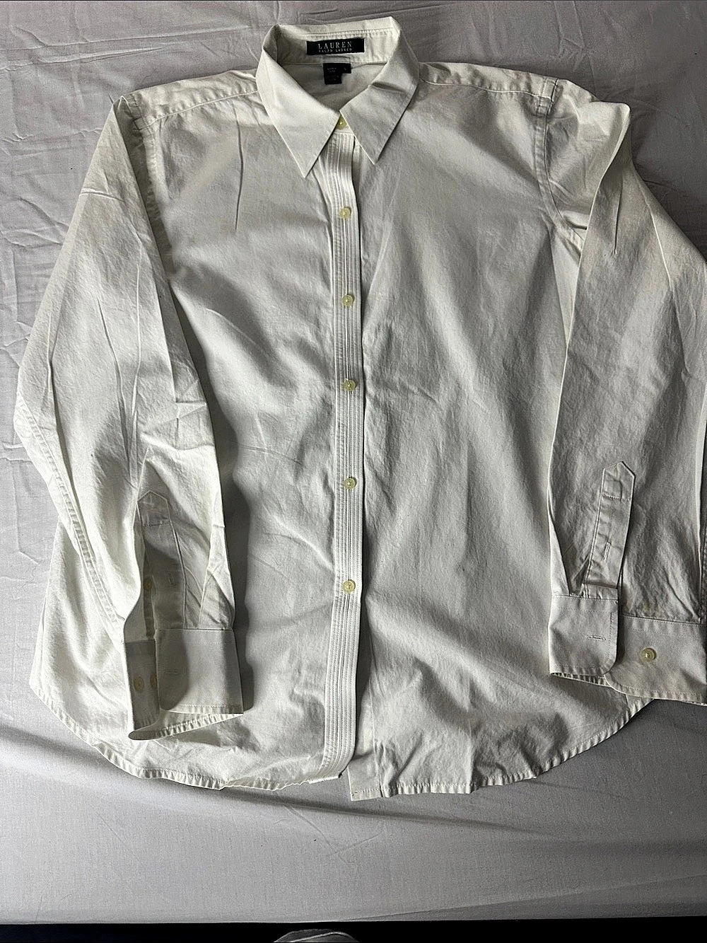 Lauren Ralph Lauren Button Down Shirt Cotton White Size Large Like New